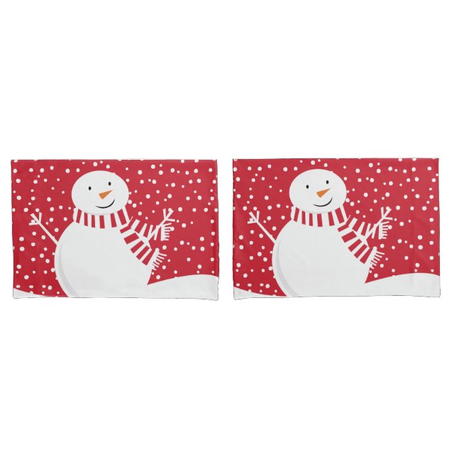 modern contemporary winter snowman pillow case (Front-Set)