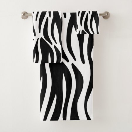 Modern Contemporary Zebra Pattern Bath Towel Set