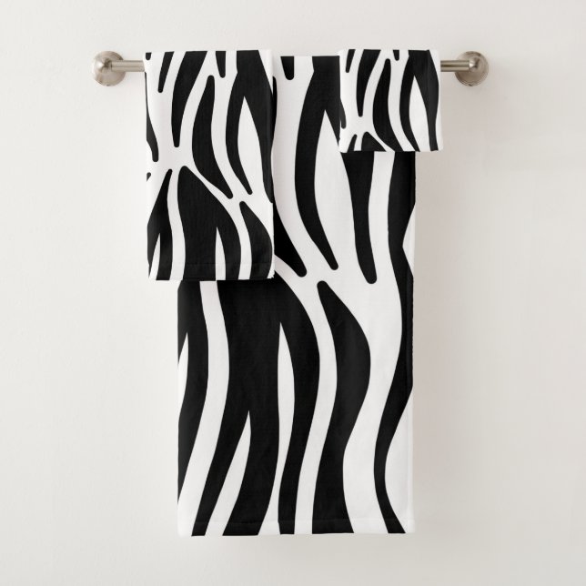 Modern Contemporary Zebra Pattern Bath Towel Set (Insitu)