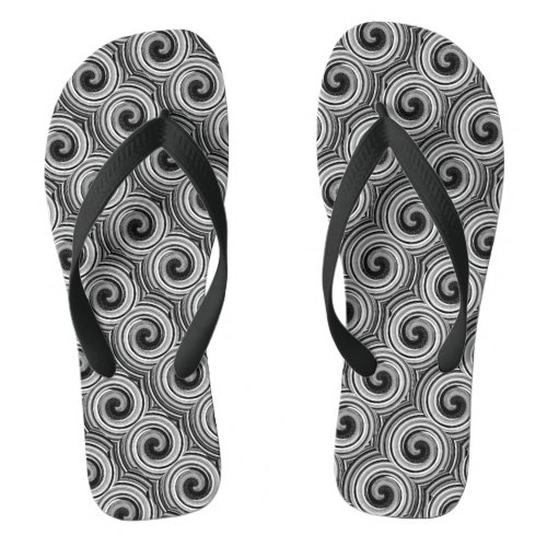  modern contempory black and white swirls flip flops