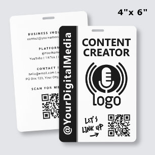 Modern Content Creator Networking ID Black Pass Badge