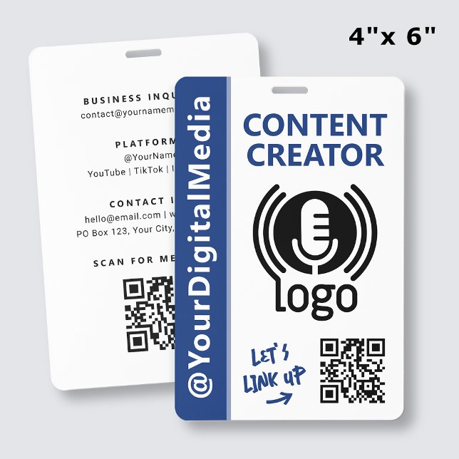Modern Content Creator Networking ID Navy Pass Badge (Creator Uploaded)