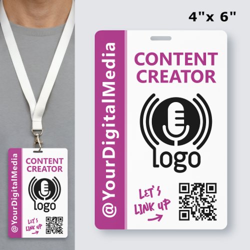 Modern Content Creator Networking ID Pink Pass Badge