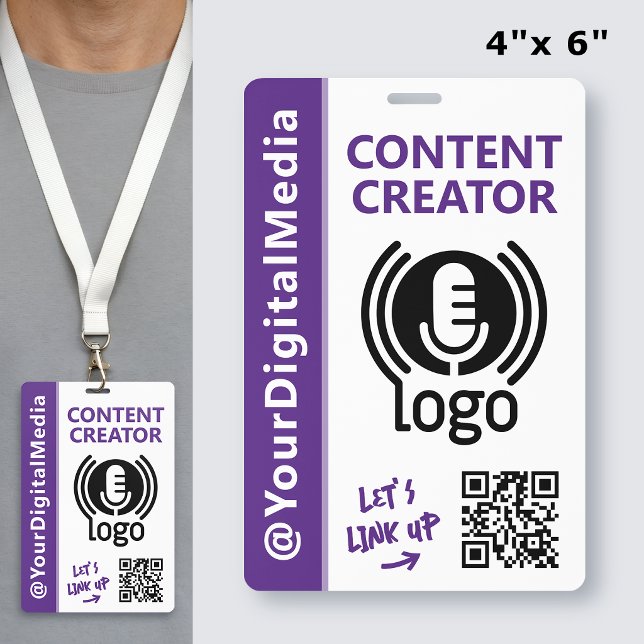 Modern Content Creator Networking ID Purple Pass Badge (Creator Uploaded)