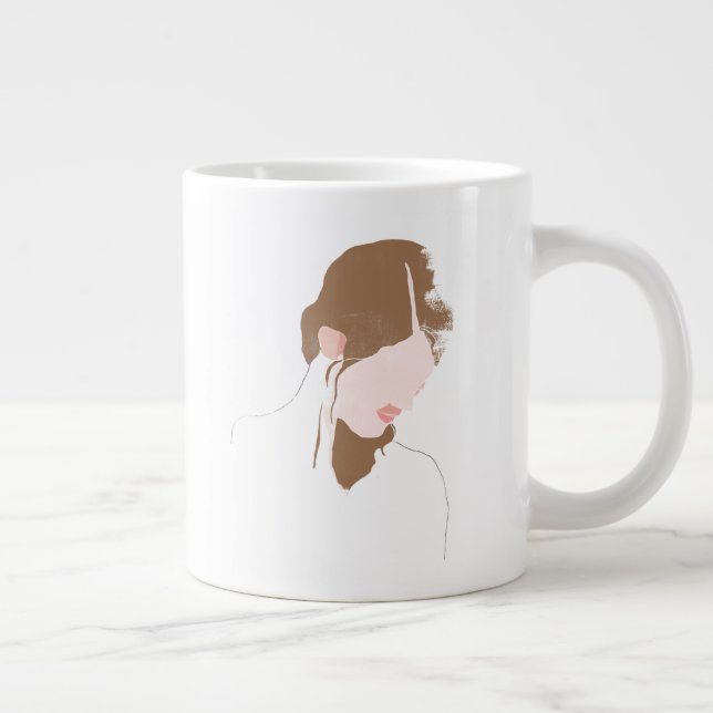 Modern Contour Portrait Giant Coffee Mug (Right)