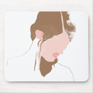 Modern Contour Portrait Mouse Pad