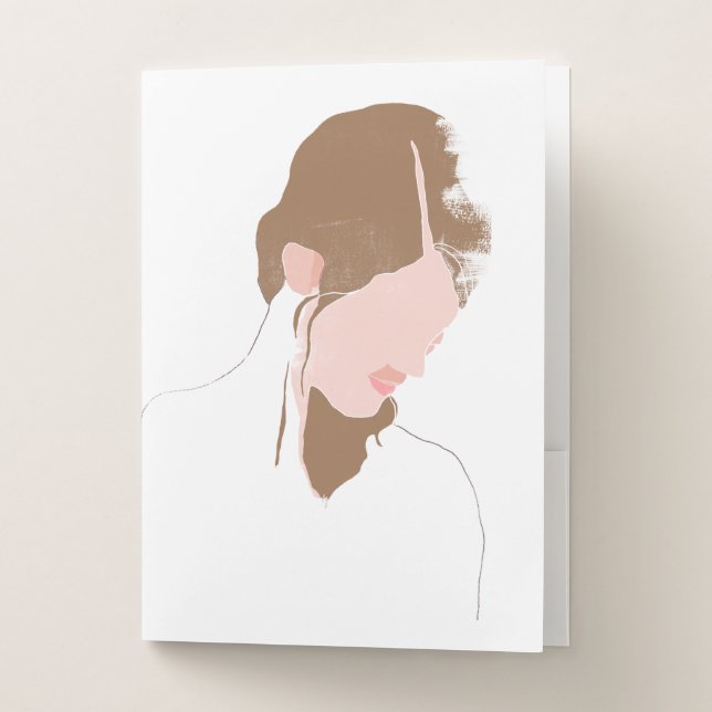 Modern Contour Portrait Pocket Folder (Front)
