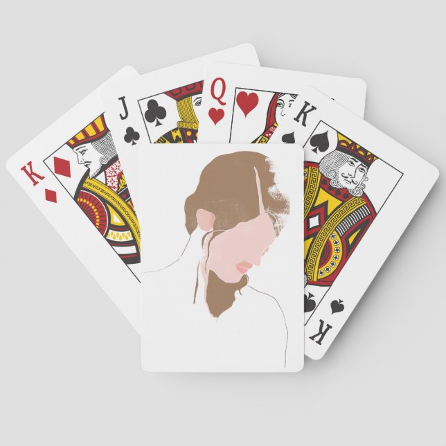 Modern Contour Portrait Poker Cards (Back)