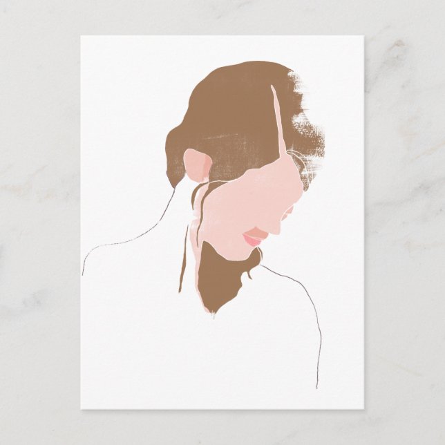 Modern Contour Portrait Postcard (Front)