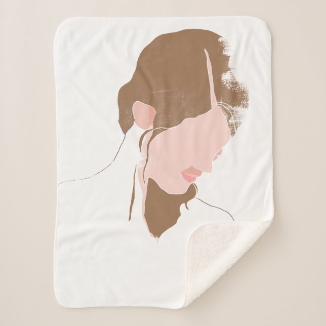 Modern Contour Portrait Sherpa Blanket (Front)