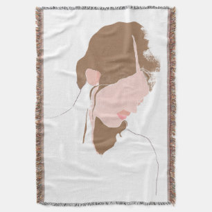 Modern Contour Portrait Throw Blanket