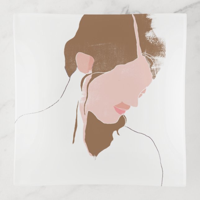 Modern Contour Portrait Trinket Tray (Front)