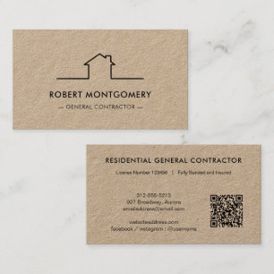 Modern Contractor Construction QR Code Business Card