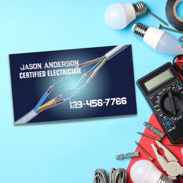 Modern Contractor Electrical Service Electrician  Business Card (Creator Uploaded)