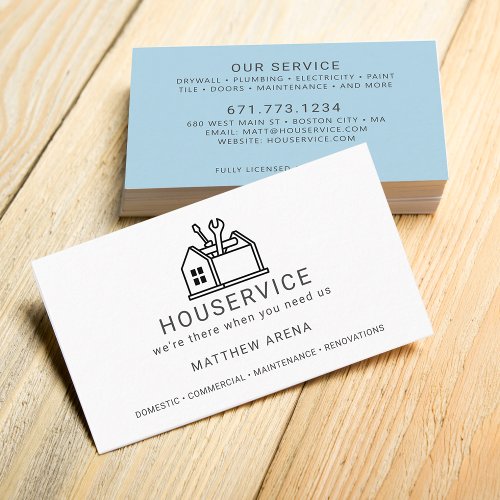 Modern Contractor Maintenance Service Business Card