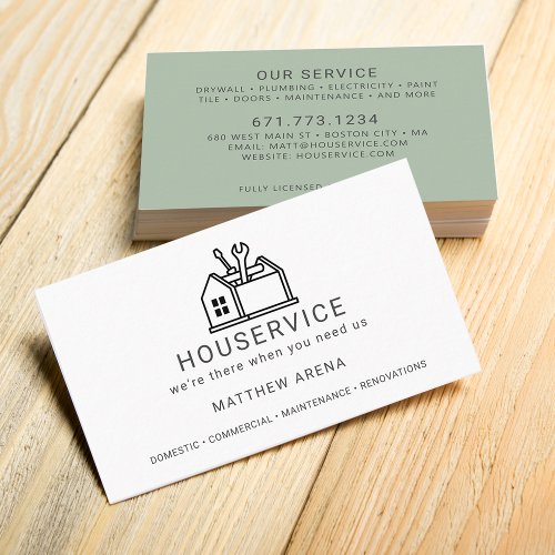 Modern Contractor Maintenance Service Business Card