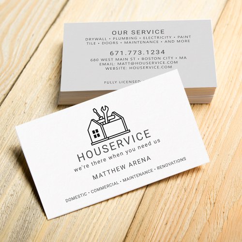 Modern Contractor Maintenance Service Business Card