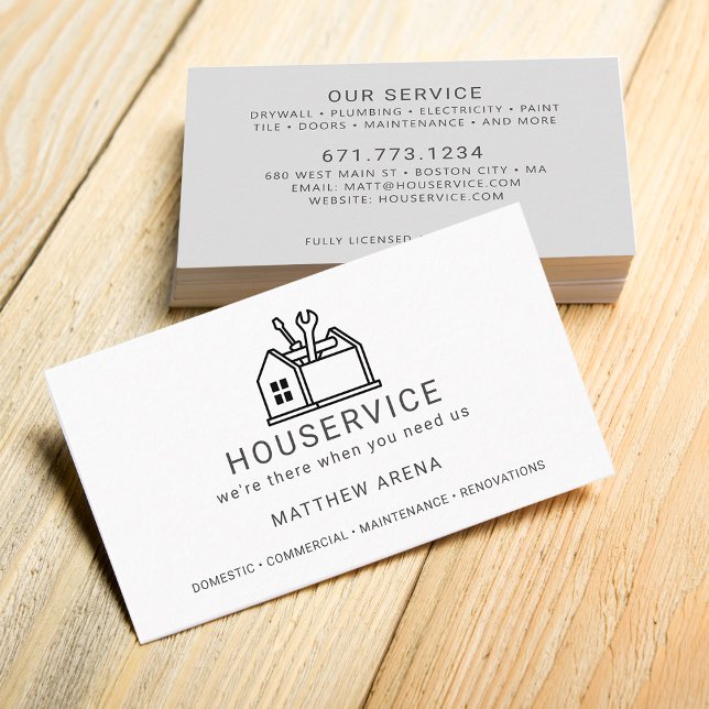 Modern Contractor Maintenance Service Business Card (Modern Contractor Maintenance Service Business Card)