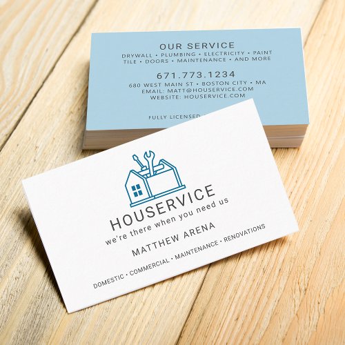 Modern Contractor Maintenance Service Business Card