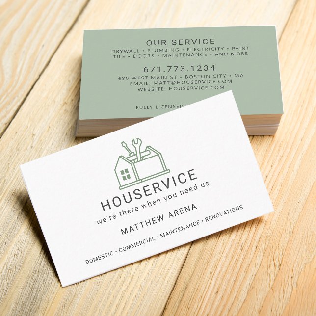 Modern Contractor Maintenance Service Business Card (Modern Contractor Maintenance Service Business Card)