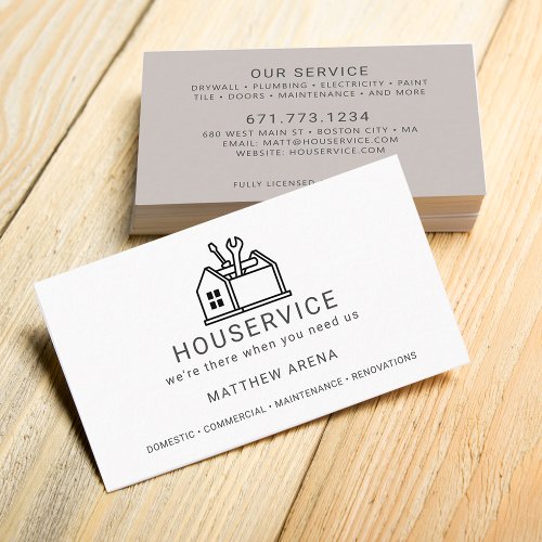 Modern Contractor Maintenance Service Business Card