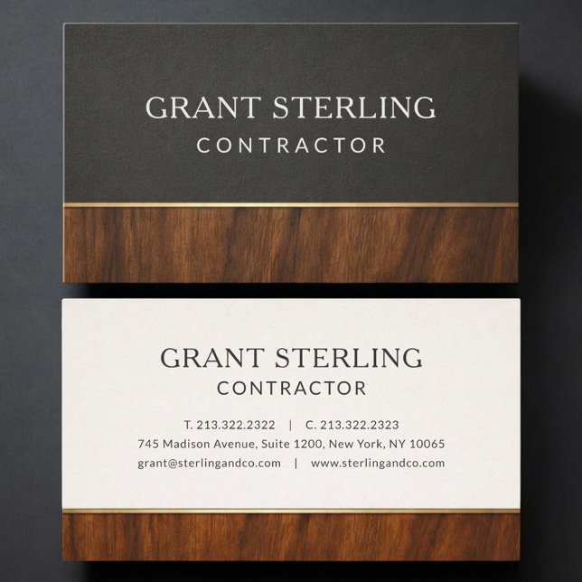 Modern Contractor Wood Professional Business Card (Creator Uploaded)