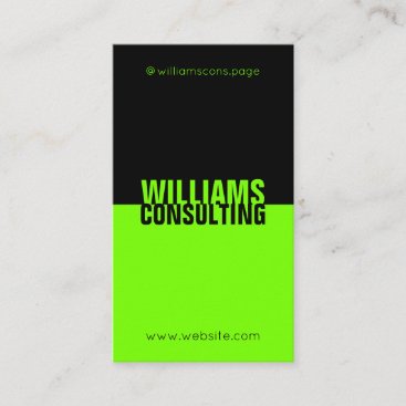 Modern contrast duo tone split black and green business card