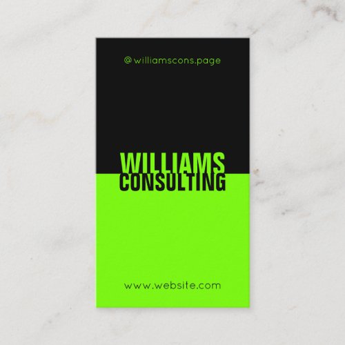 Modern contrast duo tone split black and green business card