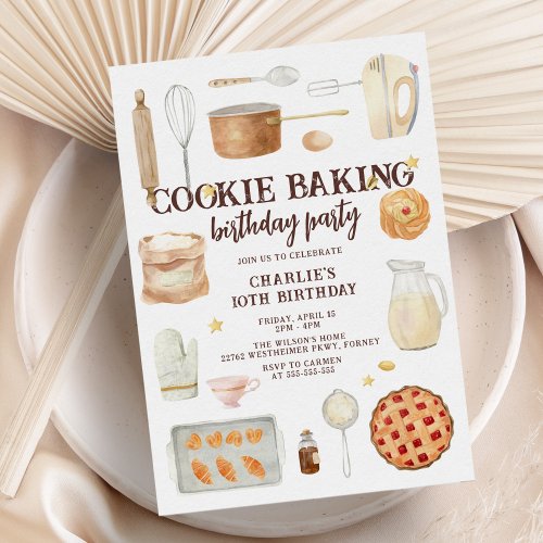 Modern Cookie Baking Birthday Party Invitation