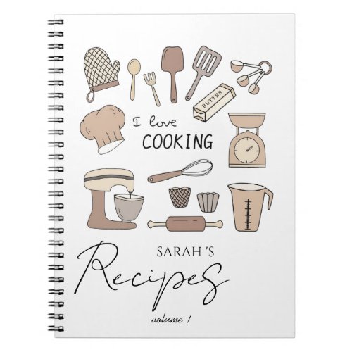 Modern Cooking Kitchen Supplies Custom Recipe  Notebook