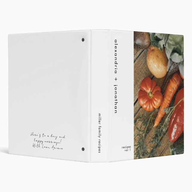 Modern Cooking Recipe Wedding Gift Message 3 Ring Binder (Background)