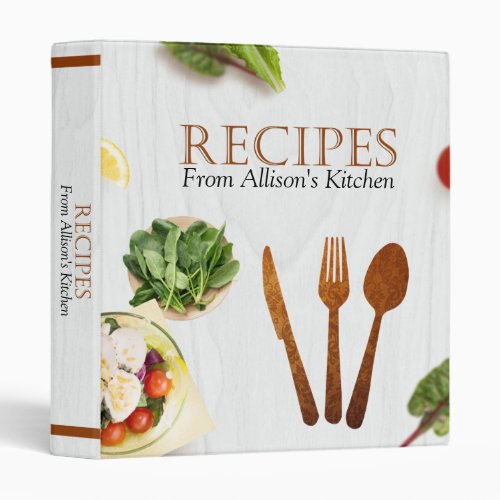 Modern Cooking Untensil Recipe Cookbook 3 Ring Binder