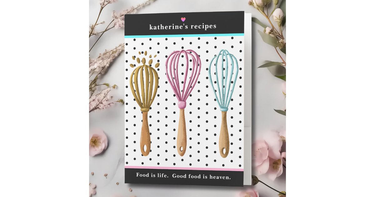 Cooking Folder Modern Cooking Whisks Family Recipes Pocket Folder | Zazzle