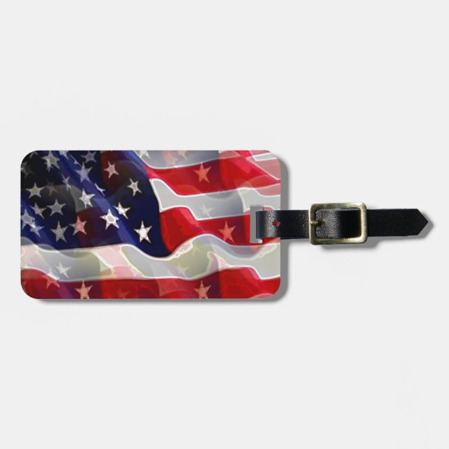 Modern Cool American Flag Luggage Tag (Front Horizontal)