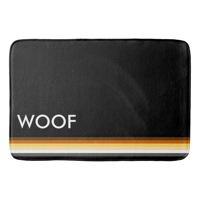 Modern Cool and Elegant Gay Bear Pride Flag WOOF Bathroom Mat (Front)