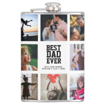 Modern Cool BEST DAD EVER Instagram Photo Collage Flask Modern Cool BEST DAD EVER Instagram Photo Collage Flask