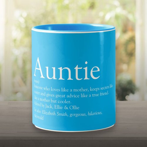 Modern Cool Best Ever Aunt Auntie Definition Two_Tone Coffee Mug