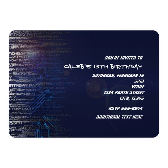 modern cool birthday tech typography party invitation zazzle com