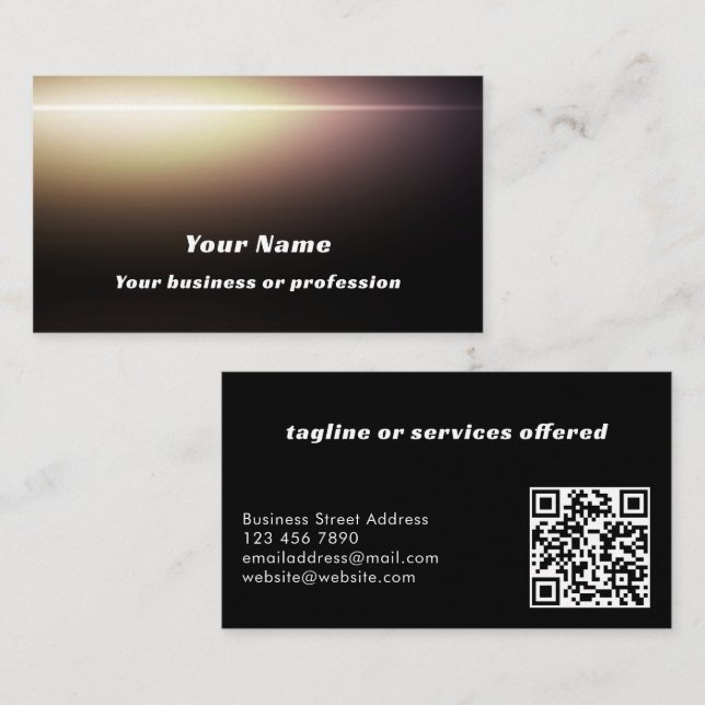 Modern Cool Black Custom QR Code Professional Business Card (Front/Back)