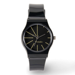 Modern Cool Black Gold Monogrammed Silicone Strap Watch