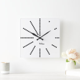 Modern Cool Black White Design Decor Personalized Square Wall Clock