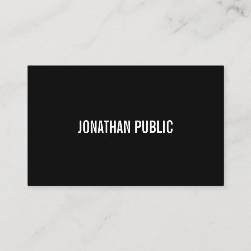 Modern Cool Black White Plain Professional Luxe Business Card