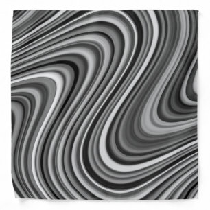 Modern Cool Black White Silver Grey Curvy Lines Bandana