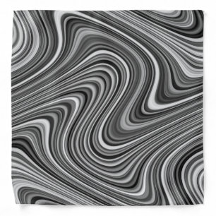 Modern Cool Black White Silver Grey Curvy Lines Bandana