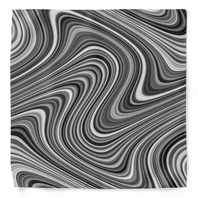 Modern Cool Black White Silver Grey Curvy Lines Bandana (Front)