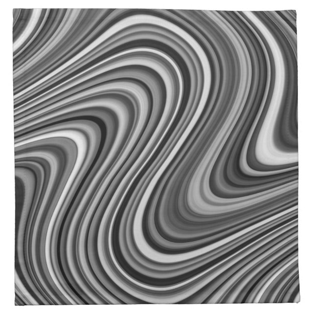 Modern Cool Black White Silver Grey Curvy Lines Cloth Napkin (Front)