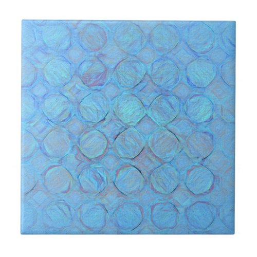 Modern Cool Blue Circles Abstract Geometric Ceramic Tile