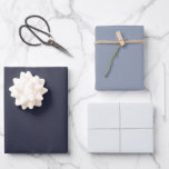 Modern Cool Blue Grey Solid Shades Simple Minimal Wrapping Paper Sheets<br><div class="desc">Simple 3-set wrapping paper sheets in modern solid shades of navy blue,  white and cool gray.</div>