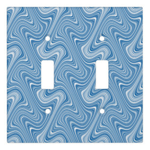 Modern Cool Blue White Silver Grey Curvy Lines Light Switch Cover
