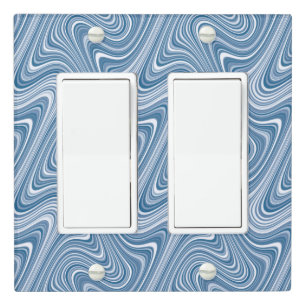 Modern Cool Blue White Silver Grey Curvy Lines   Light Switch Cover